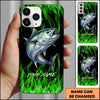 Maxcorners Neon Green Flame Black Background Art Personalized Name Phone Case (8 Fish Species)