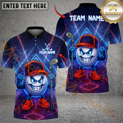 Maxcorners Neon Swing Golf Customized Name, Team Name 3D Shirts (4 Colors)