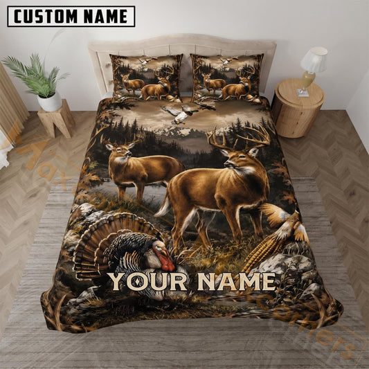 Maxcorners Bear Hunting Rustic Mountain Wildlife Custom Name 3D Bedding Set