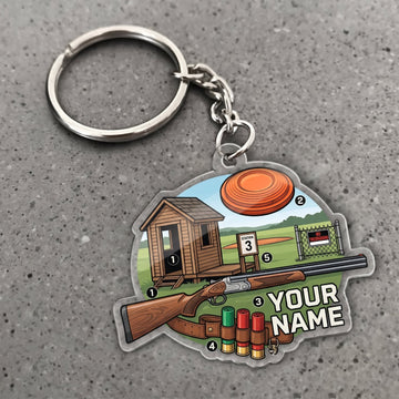Maxcorners Clay Shooting Cabin Shotgun Shells And Clay Target Customized Name 3D Keychain And Ornament