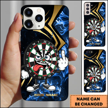 Maxcorners Angry Cartoon Dartboard Lightning Personalized Name 3D Phone Case