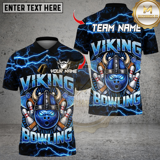 Maxcorners Thunder Viking Bowling Multicolor Customized Name, Team Name 3D Shirts