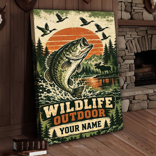Maxcorners Wildlife Outdoor Autumn Multi Game Hunting Personalized Canvas Wall Art