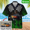 Maxcorners Personalized Hot Rod Hawaiian Shirt, "Car Fire" Custom Photo Car Aloha Shirts