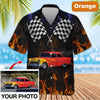 Maxcorners Personalized Hot Rod Hawaiian Shirt, "Car Fire" Custom Photo Car Aloha Shirts