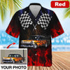 Maxcorners Personalized Hot Rod Hawaiian Shirt, "Car Fire" Custom Photo Car Aloha Shirts