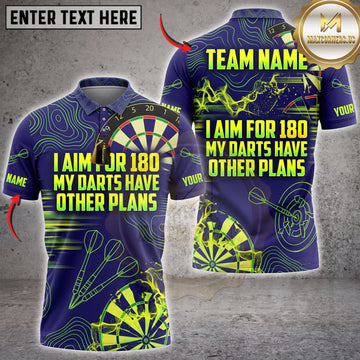 Maxcorners Darts Neon I Aim For 180 My Darts Have Other Plans Personalized Name 3D Unisex Shirt