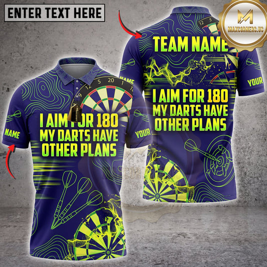 Maxcorners Darts Neon I Aim For 180 My Darts Have Other Plans Personalized Name 3D Unisex Shirt
