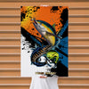 Maxcorners Yellowfin Tuna Fishing Pop Art Grunge Splash Design Personalized Name 3D Poster