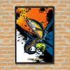 Maxcorners Yellowfin Tuna Fishing Pop Art Grunge Splash Design Personalized Name 3D Poster