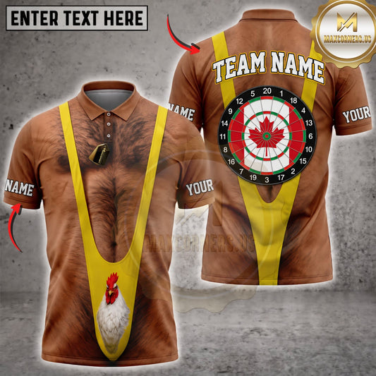 Maxcorners Darts Funny Caveman Yellow Tie Canada Flag Dartboard Personalized Name 3D Unisex Shirt