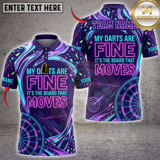 Maxcorners Darts Purple Neon My Darts Are Fine My Attitude Needs Work Personalized Name 3D Unisex Shirt