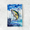 Maxcorners Yellowfin Tuna Fishing Ocean Camo Splash Design Personalized Name 3D Poster