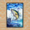 Maxcorners Yellowfin Tuna Fishing Ocean Camo Splash Design Personalized Name 3D Poster