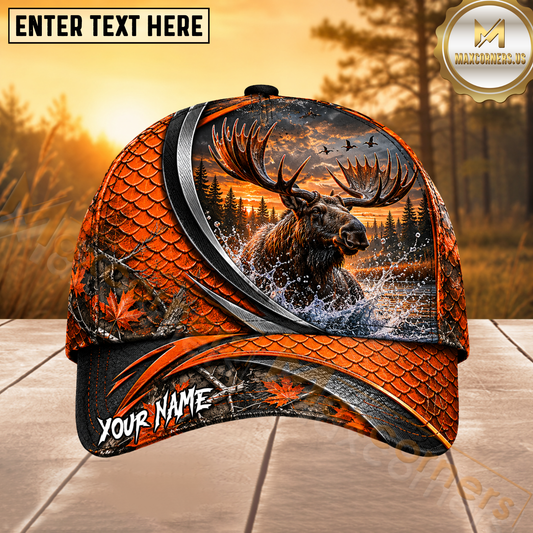 Maxcorners Moose Hunting Compass Forest Personalized 3D Cap