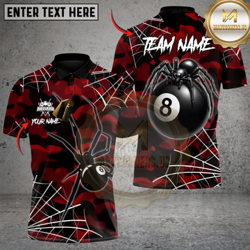 Maxcorners Venom Spider 8 Ball Billiards Custom Polo Team Shirt