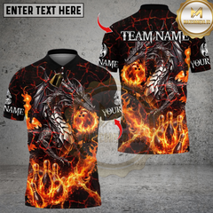 Maxcorners Metal Lava Dragon Bowling Multicolor Customized Name, Team Name 3D Shirts