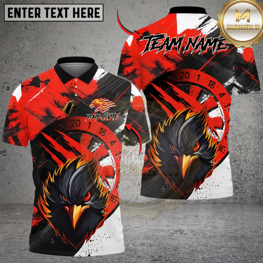 Maxcorners Darts Angry Burning Eagle Multicolor Options Personalized Name Shirt (4 Colors)