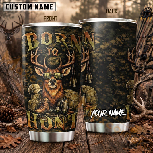 Maxcorners Hunting Born To Hunt Deer Antlers Forest Personalized Name 3D Tumbler