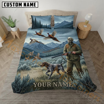Maxcorners Upland Bird Hunting Mountain Wilderness Bedding Set 3D Print Custom Name