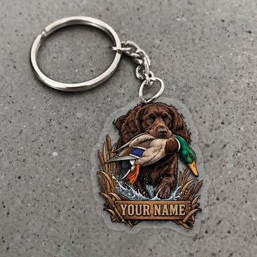 Maxcorners Duck Hunting Boykin Spaniel Duck Retrieval Badge Custom Name Gift 2D Flat Acrylic Ornament, Keychain