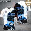 Maxcorners Billiard 8-Ball Pool Champion Golden Multicolor Customized Name, Team Name 3D Polo Shirt