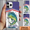 Maxcorners Fishing American Flag Nautical Sketch Style Personalized Name Phone Case (10 Fish Species)