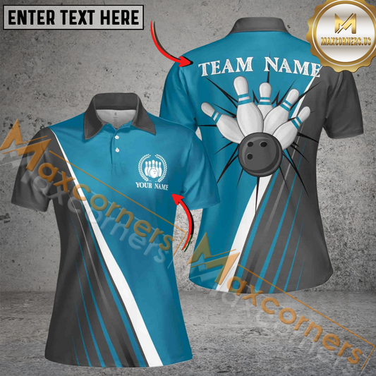 Maxcorners Classic Bowling Jersey Multicolor Option Customized Name, Team Name 3D Shirt For Women