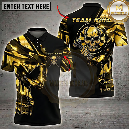 Maxcorners Golden Darts Skull Lightning Shattered Dartboard Multiple Options Personalized Name, Team Name 3D Shirt