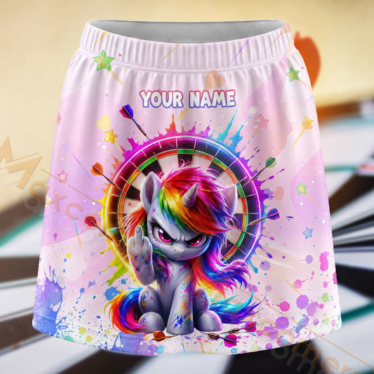 Maxcorners Darts Pastel Unicorn Dartboard Personalized 3D Skort, Skirts With Shorts