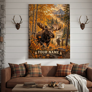 Maxcorners Bass Fishing Retro Sunset Wildlife Personalized Canvas Wall Art