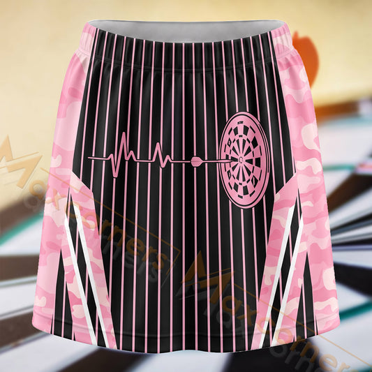 Maxcorners Darts Pink Heartbeat Darts Graphic Personalized 3D Skort, Skirts With Shorts