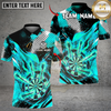 Maxcorners Darts Flaming Dartboard Grunge Dot Design Personalized Name, Team Name Unisex Shirt (4 Colors)