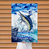 Maxcorners Marlin Fishing Ocean Camo Splash Design Personalized Name 3D Poster