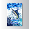 Maxcorners Marlin Fishing Ocean Camo Splash Design Personalized Name 3D Poster