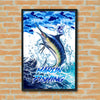 Maxcorners Marlin Fishing Ocean Camo Splash Design Personalized Name 3D Poster