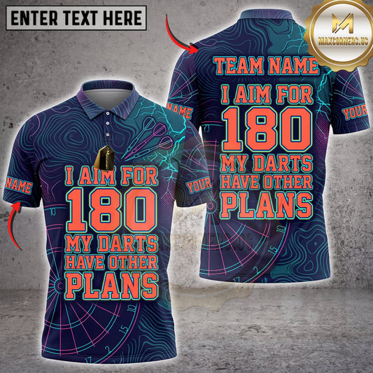 Maxcorners Darts Dark Blue I Aim For 180 My Darts Have Other Plans Personalized Name 3D Unisex Shirt