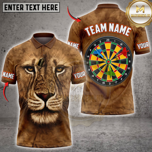Maxcorners Darts Fierce Lion Face Colorful Dartboard Personalized Name 3D Unisex Shirt