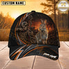 Maxcorners Hunting Orange Stripe Skull Archer and Deer Sunset Design Personalized 3D Cap