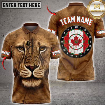 Maxcorners Darts Fierce Lion Face Canadian Maple Leaf Dartboard Personalized Name 3D Unisex Shirt