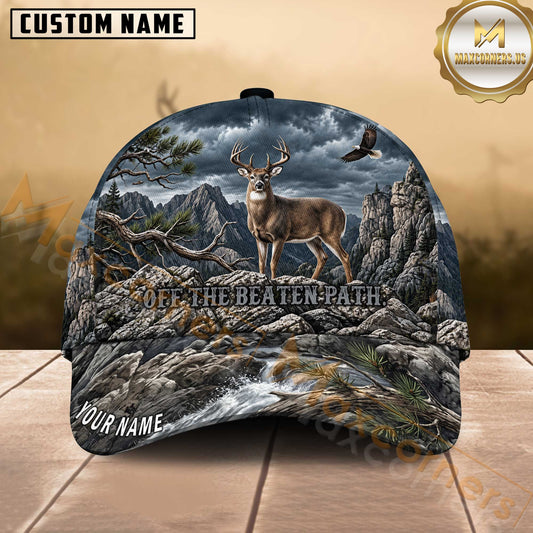 Maxcorners Deer Hunting Off The Beaten Path Mountain Personalized Name 3D Cap