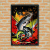 Maxcorners Trout Fishing Bold Color Splash Design Personalized Name 3D Poster