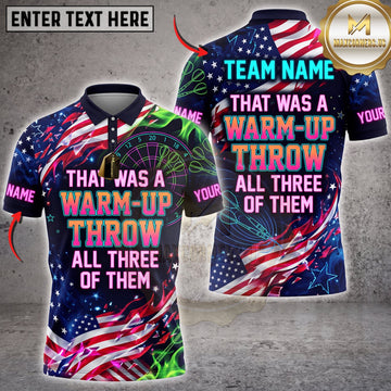 Maxcorners Darts American Flag That Was A Warm Up Throw Personalized Name 3D Unisex Shirt