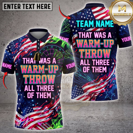 Maxcorners Darts American Flag That Was A Warm Up Throw Personalized Name 3D Unisex Shirt