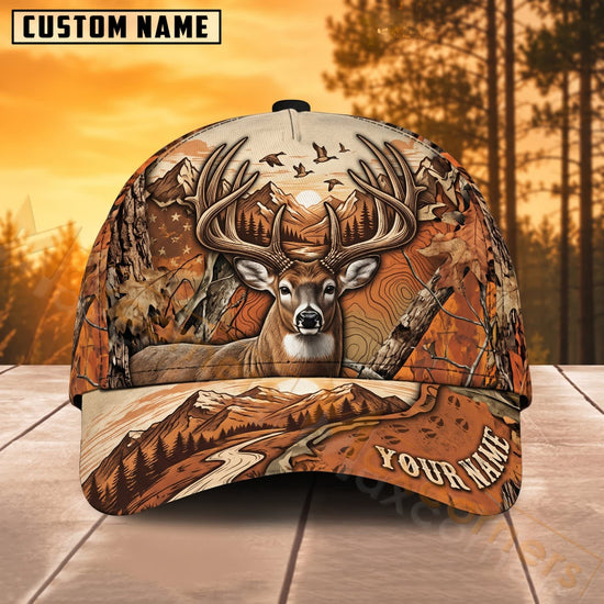 Maxcorners Deer Hunting Rustic Woodland Buck Personalized Name 3D Cap
