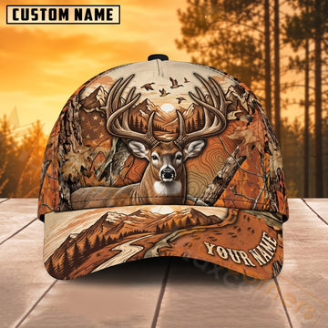Maxcorners Deer Hunting Rustic Woodland Buck Personalized Name 3D Cap