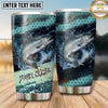 Maxcorners Fishing Tumbler Teal Honeycomb Wave Design Personalized Name Tumbler (13 Species)