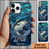 Maxcorners Fishing Phone Case Fish Scale Pattern Splash Design Personalized Name 3D Phone Case (10 Fish Species)