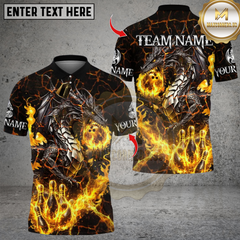 Maxcorners Metal Lava Dragon Bowling Multicolor Customized Name, Team Name 3D Shirts