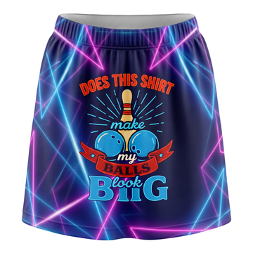 Maxcorners Bowling Funny Big Balls Neon Quote Personalized 3D Skirts With Shorts